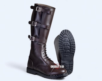 Handmade Long Lace-up Riding Boots | Tall Leather Boots with Rubber Sole | Equestrian & Polo Footwear