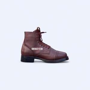 Handcrafted Brown Leather Ankle Boots | Vintage Cap Toe Service Shoes | Heritage Workwear Lace-Up Footwear image 3