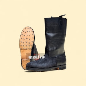 German Jackboots – Handmade Leather Marching Boots, Historical Military Styled Pull-On Boots, Reenactment & Costume Footwear