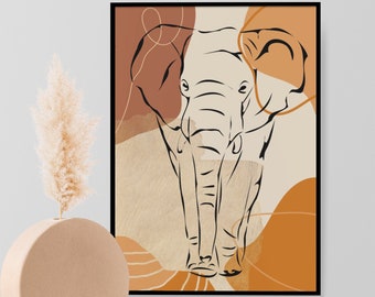 Elephant Wall Art Download Digital Print Elephant Art Print Elephant Home Decor Abstract Art Elephant Fineline Poster Printable Wall Art