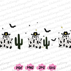 ハロウィンの牛 SVG、ハロウィンの牛 PNG、ウエスタンハロウィン SVG、ハロウィンカウボーイ SVG、ゴースト牛 SVG、ハロウィンの牛、ハロウィン SVG、ウエスタン SVG