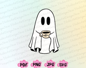 Halloween Coffee Png,Halloween Coffee Svg, Pumpkin Png, Little Ghost Ice Coffee Png, Cute Ghost Svg, Spooky Png, Halloween Skeleton