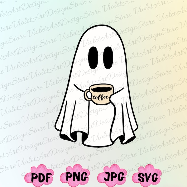 Halloween Coffee Png,Halloween Coffee Svg, Pumpkin Png, Little Ghost Ice Coffee Png, Cute Ghost Svg, Stay Spooky Png, Halloween Skeleton