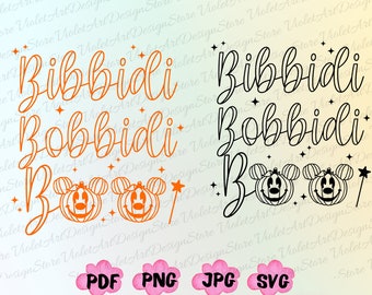 Bibbidi Bobbidi Svg, Pumpkin Mouse Halloween Png, Spooky Vibes Png, Halloween Png, Trick Or Treat Png, Png Files For Sublimation