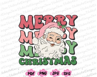 Feliz Navidad SVG, Feliz Navidad PNG, Camisa de Sublimación de Navidad SVG, Navidad png, Retro Navidad svg, Retro Santa Png, Santa Rosa