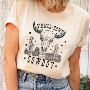 Simmer Down Svg Png, Cowboy Svg, Howdy Png, Cowboy Png, Nashville PNG, Cowgirl Svg, Western Svg, Country Music Svg, Bull Skull Svg, Western Svg