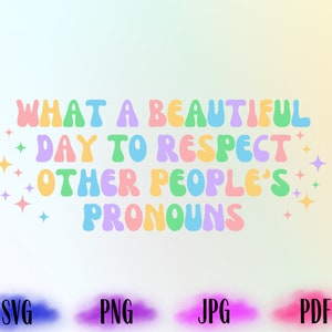 LGBTQ Pride Svg, LGBTQ Png, Qué hermoso día para respetar los pronombres de otras personas Svg, Igualdad/Derechos humanos Png, Cricut File Design