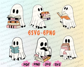 Сute Ghost SVG, Boo SVG, Ghost Reading Svg, Funny Ghost,Boo SVG, Read More Books svg,I'm With The Banned Png, Cute Ghost Svg, Spooky Png