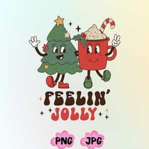 Retro Gefühl Jolly Christmas PNG, Vintage Santa Weihnachten Png, Retro Urlaub Png, Süße Weihnachten Png, Weihnachtskaffee Png Sofortiger Download