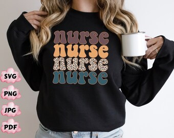 Nurse SVG Png, Retro,Leopard Print Nurse Svg, Nurse Life Png, Nurse Appreciation, Nurse Shirt Svg, Nurse Svg, Digital Cut Files For Cricut