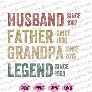 Personalisierte Dad Shirt Png, Custom Dad SVG, Personalisierte Dad Opa svg, Dad svg,Ehemann Vater Opa Legende,Grandfather Custom Dates