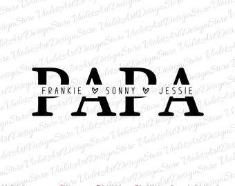 Personalized Dad Shirt Svg Png, Custom Papa With Kids Name Svg, Custom Dada Svg, Custom Dad With Name, Dady Svg, Dad Png, Cricut Cut File