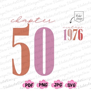 Chapter 50 Svg, Vintage 1976, Chapter 50 Png, Birthday Png, WTF Png, WTF Who's Turning Svg, Birthday Svg, PNG File, Svg Files For Cricut