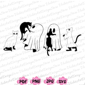 Сute Ghost Cat PNG, Ghost Cat Svg, Cat Lovers Gift, Halloween Cat Svg, Cat Halloween Png, Ghost Cats,Halloween Cat,Spooky Season,Pumpkin Cat