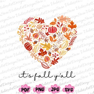 Fall Heart Svg, Fall Y&#39;all Svg, Fall Doodles Svg, Fall Svg, Pumpkin Heart Png, Ringraziamento Svg, Pumpkin Patch Svg, Fall Leaves Svg, Fall Heart