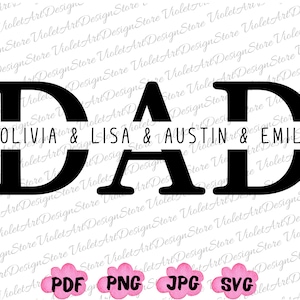 Papa personnalisé chemise Svg Png, papa personnalisé avec enfants nom Svg, papa personnalisé Svg, papa personnalisé avec nom, papa Svg, papa Png, fichier de coupe Cricut