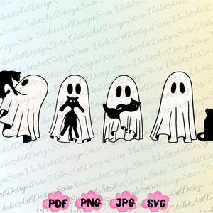 Bundle Halloween PNG, Svg chat Halloween, citrouille Png, mignon chat fantôme Png, Svg fantôme mignon, image effrayante, Svg pour amoureux des chats, Halloween de chat
