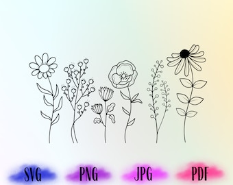 Wildflower SVG File Instant Download, Cut File for Cricut, Wildflower Png, Floral SVG, Flower svg, Wildflower Shirt SVG for Girls,Wildflower