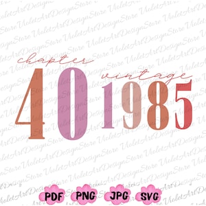 Chapitre 40 Svg, vintage 1985, chapitre 40 Png, anniversaire Png, WTF Png, WTF qui tourne Svg, anniversaire Svg, fichier PNG, fichiers Svg pour Cricut