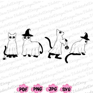 Сute Ghost Cat PNG, Ghost Cat Svg, Cat Lovers Gift, Halloween Cat Svg, Cat Halloween Png, Ghost Cats,Halloween Cat,Spooky Season,Pumpkin Cat