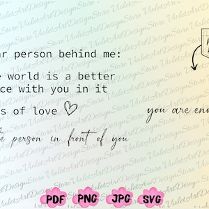 Cara persona dietro di me Svg Png, il mondo è un posto migliore con te dentro, sii gentile Svg, salute mentale Svg, Inspirational Png Svg, gentilezza Svg