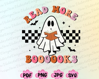 Read More Books Png, Ghost Reading Book Svg, Halloween Teacher,Ghost Books Png, Boo Reading Books Png, Gift For Bookish, Book Nerd,Librarian