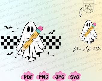 Custom Teacher Svg, Trick or Teach svg, Halloween Teacher Svg, Spooky Teacher Shirt Svg, Ghost svg, Funny Halloween png, Ghost Teacher