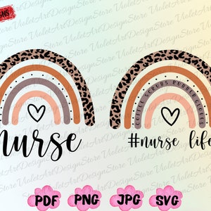 Rainbow Nurse Svg, Leopard Print Nurse Life,Registered Nurse Svg, RN Png, Nurse Week, Rainbow Nurse Png, Nursing, Nursing School, Nurse Life