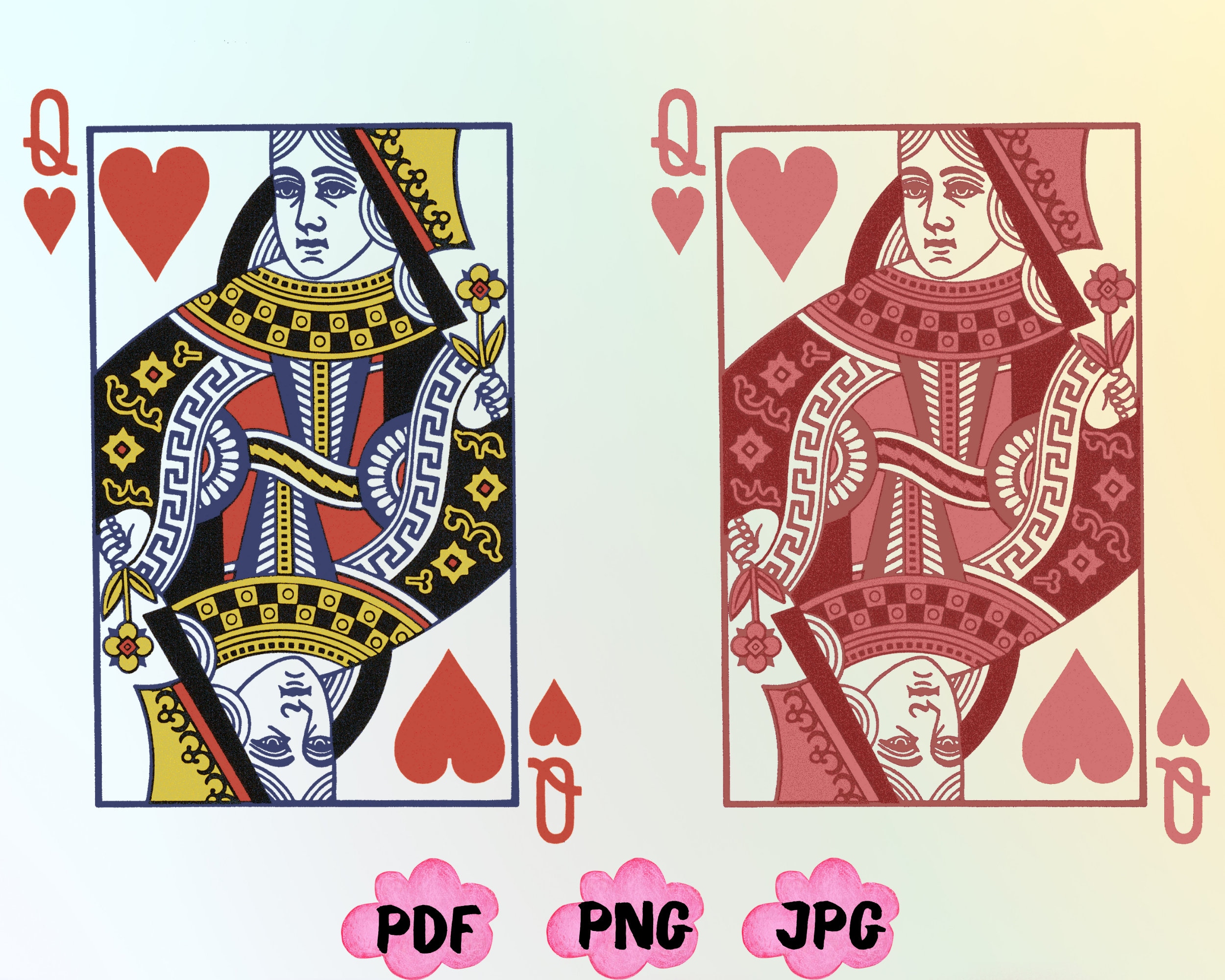 Queen of Hearts Graphic Shirt Png Playing Cards Png Queen of Etsy