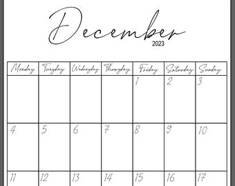 December 2023 Calendar - Blank