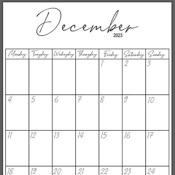 December 2023 Calendar - Blank