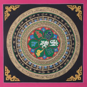 OM Mantra Mandala Tibetan Thangka Art | Tibetan art for meditation