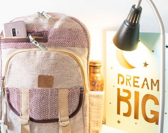 Hemp Laptop Bag, Tech-Friendly, Stylish Daily Carry, Lightweight Travel & School BackPack