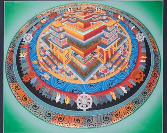 Hand painted 3D Kalachakra Mandala Thangka
