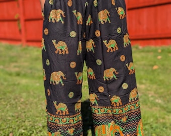 Animal Print  Straight Pants with Pockets – Comfy & Flowy for Everyday Wear