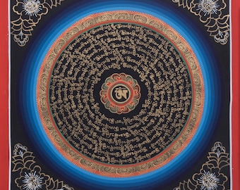 OM Mantra Mandala Thangka Painting | Spiritual Mandala for Home decor and Meditation space