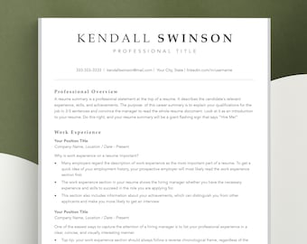 Minimalist Resume Template: Modern, ATS Friendly (Word, Google Docs, Pages)