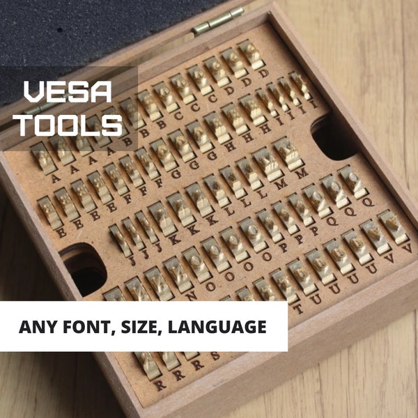 VeSa Tools - 4-5-6mm Custom Alphabet Stamp Set for Wood and Leather / Stamp Metal Leather Alphabet + Wood Box