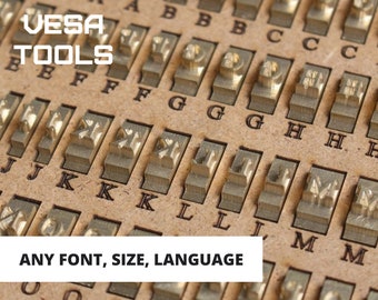 VeSa Tools - 4-5-6mm Wood and Leather Monogram Stamps / Stamp Metal Leather Alphabet + Wood Box