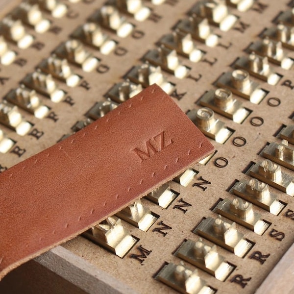 VeSaTools - 8-9-10mm Interchangable Messing Stempel Set/Alphabet Metall Schrift Set/Custom Lederstempel und Präge Holzstempel