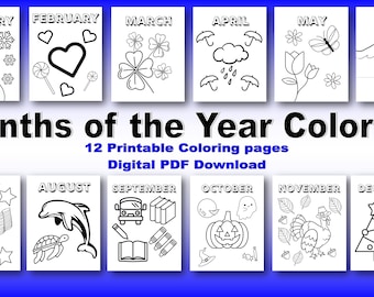12 Printable Month Names Coloring Pages for Kids. Months of the Year ...