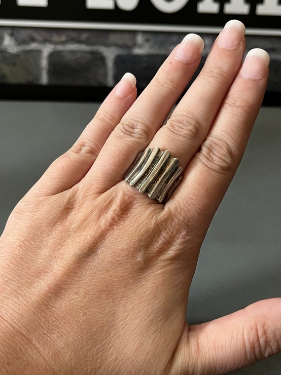 925 Silver Ribbed Ring - image 2