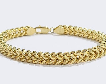 Real 10k Yellow Gold 6mm Franco Bracelet 8" inch 10kt Unisex Men Women