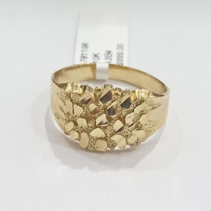 Real 10k Gold Nugget Ring Band size 10.5 10kt Yellow gold Casual Pinky