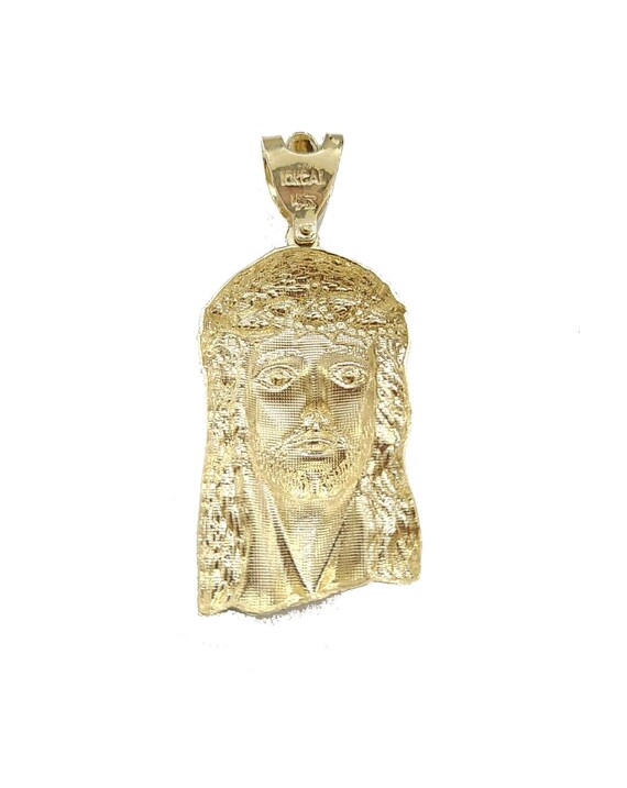 Buy 10k Gold Jesus Head Charm Rope Chain Necklace 6mm 28'' Set