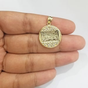 Real 10k Gold Last Supper Charm Circular Pendant 10kt Yellow Gold Men Women