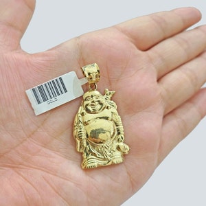 Real 10k Yellow Gold Laughing Buddha Charm 1.5&#39;&#39;inches Pendant 10kt for Chain