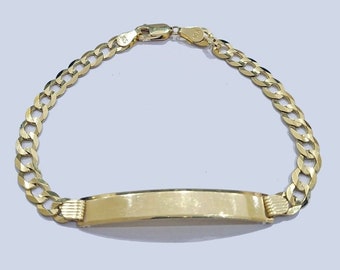 Real 10kt Yellow Gold Cuban Link ID Bracelet Unisex 8'' 6mm