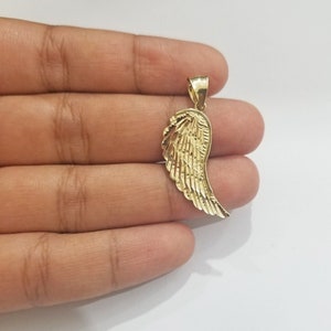 Real 10k Yellow Gold Diamond Cut Angel Wing Charm Pendant 10kt Men Women