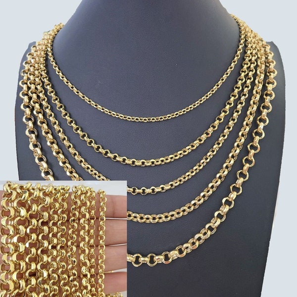 10k Yellow Gold Miami Rolo Necklace Chain 4mm 5mm 6mm 7mm 9mm 10kt 18-26 '' Inch Real 10kt